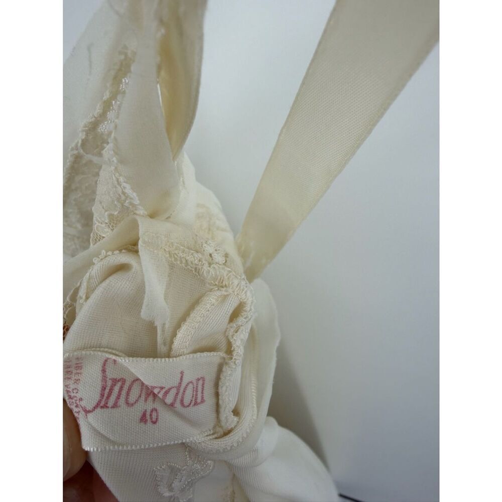 Vintage Snowdon off white lace embroidered lined floral full slip women 40 fairy - Picture 4 of 7
